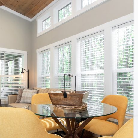 Interior view of the living room of a luxurious Coldwater cabin at Ocoee River Mountain Cottages