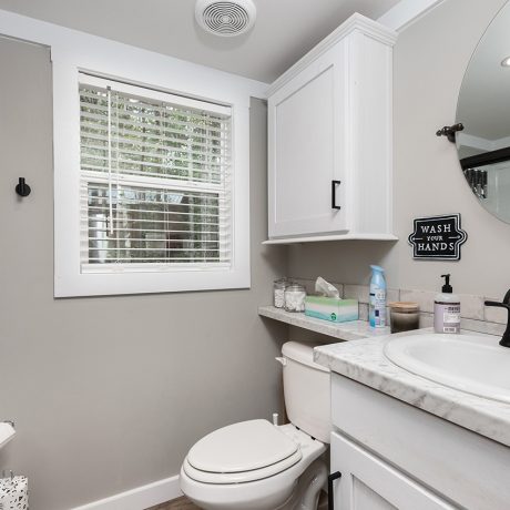 Interior view of the bathroom of luxurious Coldwater Cottage at Ocoee River Mountain Cottages