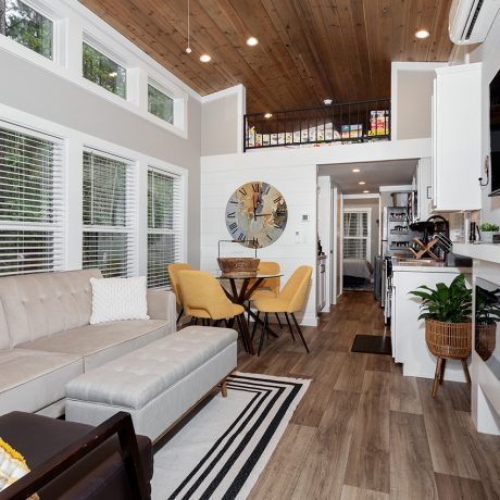 Interior view of living room of luxurious Coldwater Cottage at Ocoee River Mountain Cottages