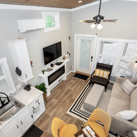 Interior view of living room of luxurious Coldwater Cottage at Ocoee River Mountain Cottages