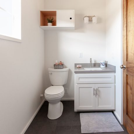 Interior view of bathroom of luxurious Cumberland Cottage at Ocoee River Mountain Cottages