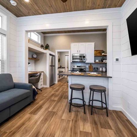 Interior view of living room of luxurious Cheaha Cottage at Ocoee River Mountain Cottages